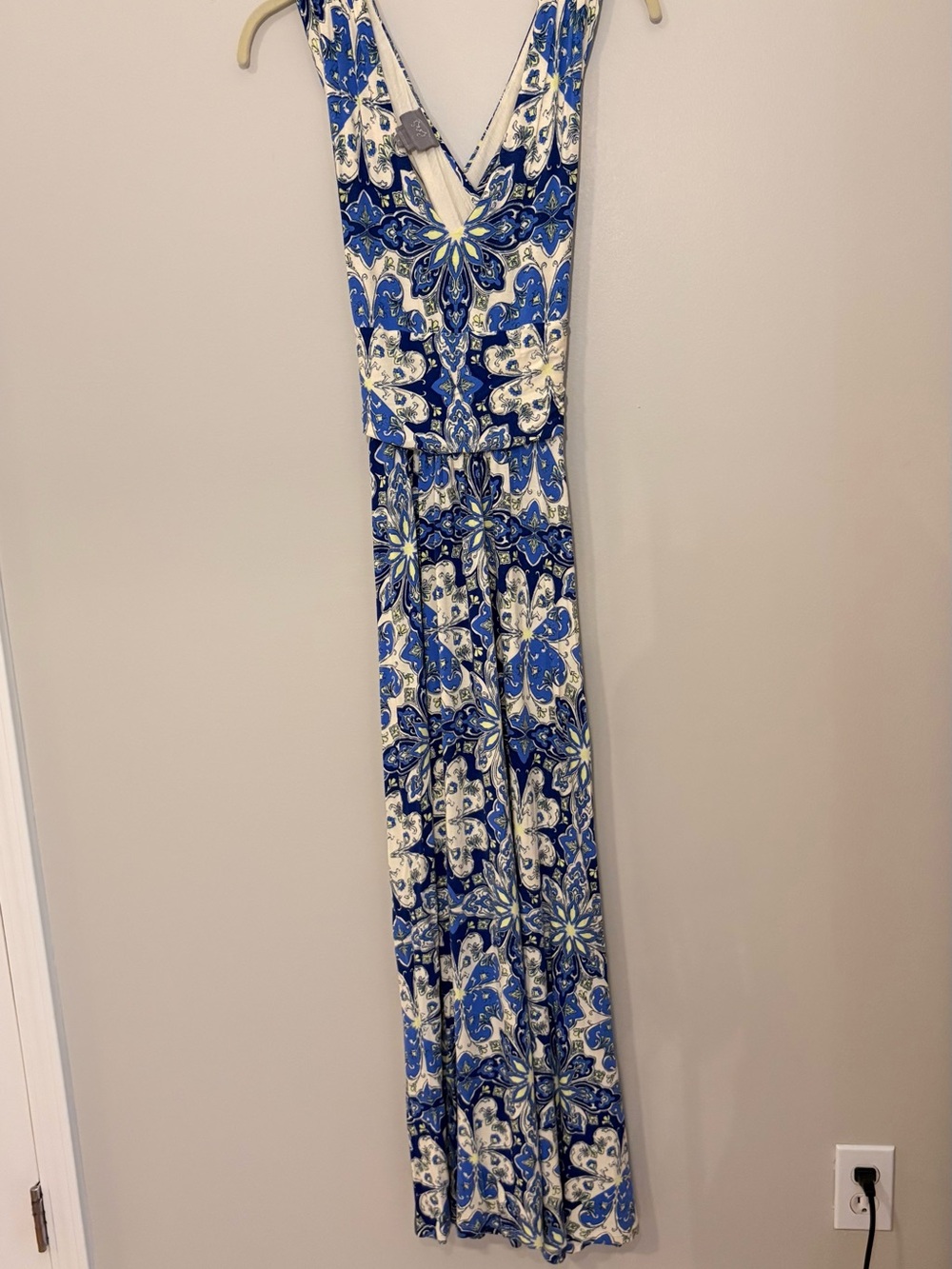Anthropologie Vanessa Virginia Blue Patterned Capuchina Maxi Dress Small